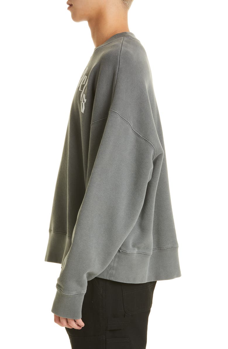 Palm Angels Men's Oversize Curved Logo Crewneck Sweatshirt, Alternate, color,