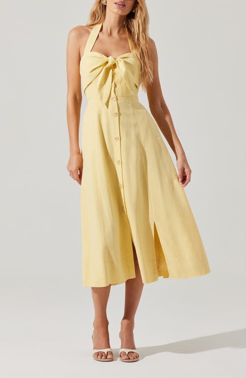 Astr Katherine Halter Neck Dress In Butter Yellow In Yellow