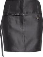 GRACE LING Relics Belted Wool Blend Satin Miniskirt
