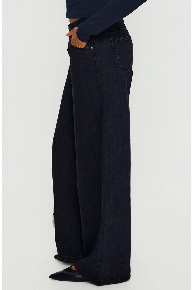 Supercut Low Rise Pleated Wide Leg Jeans, Alternate, color, WASHED BLACK