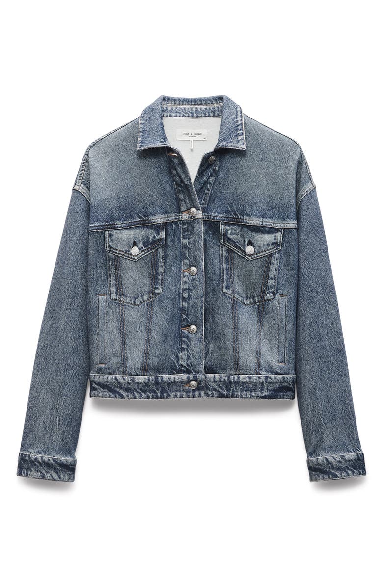 rag & bone Miramar Printed Denim Cotton Terry Trucker Jacket, Alternate, color, Walker