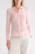 Alice + Olivia Brady Slim Button Down Silk Shirt