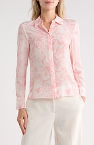 Alice + Olivia Brady Slim Button Down Silk Shirt