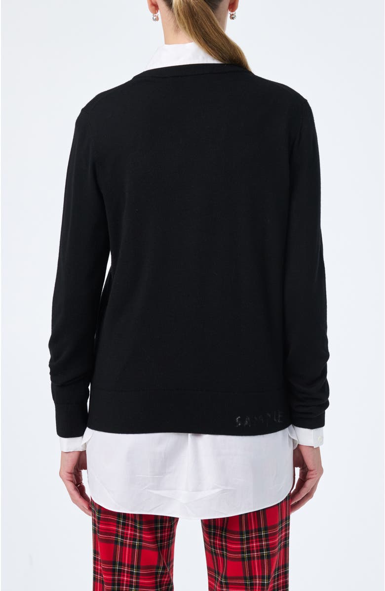 Trina Turk Plaid Heart Sweater, Alternate, color, Black