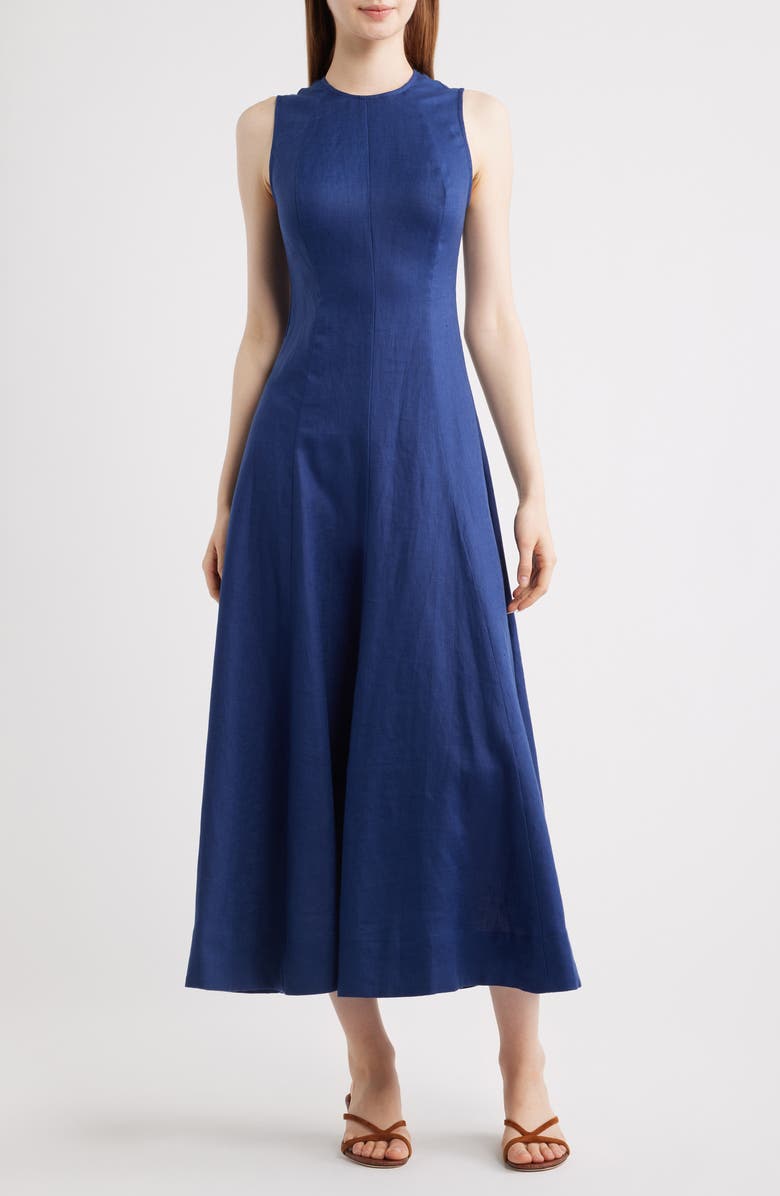 Reformation Cecila Sleeveless Linen Maxi Dress, Main, color, Danube