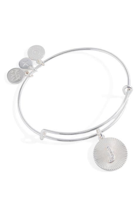 Pave Starburst Texture Initial Bangle Bracelet