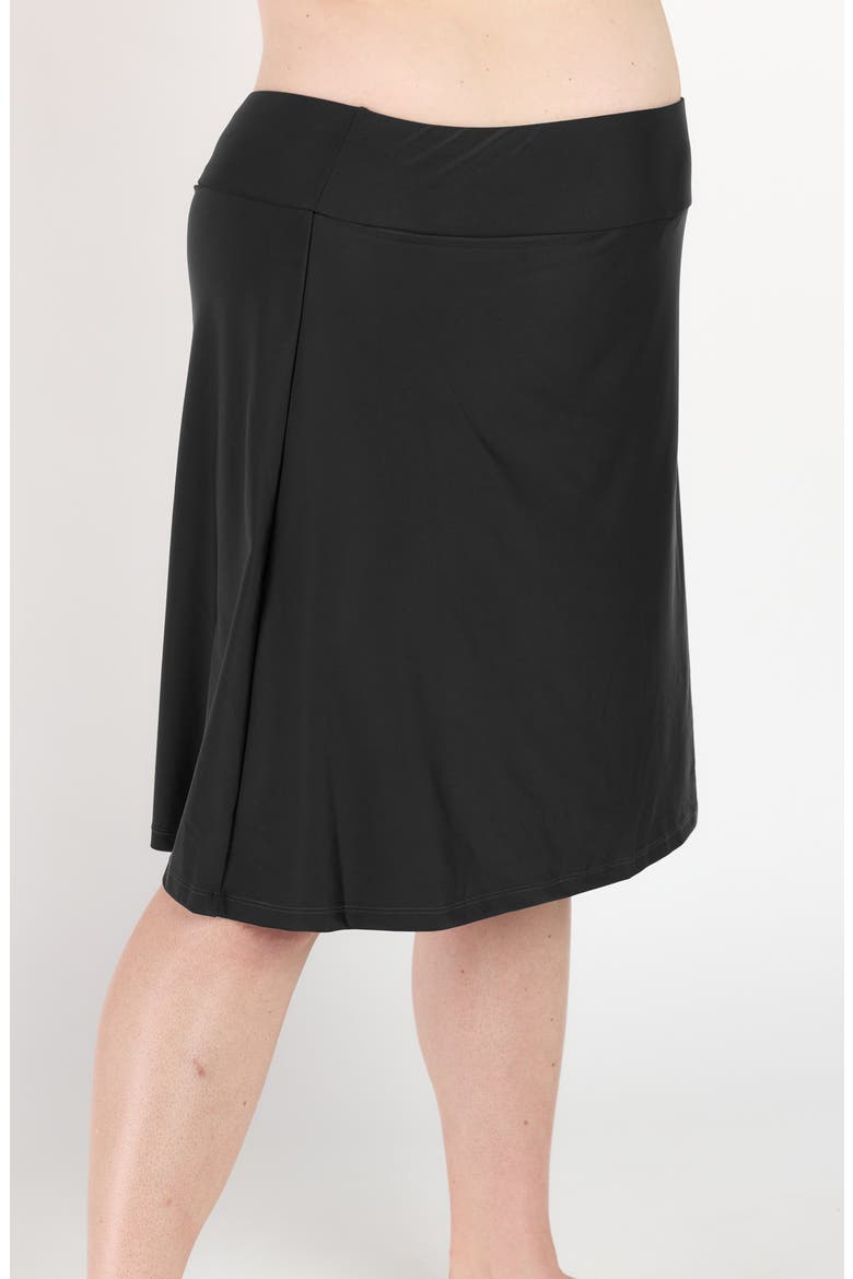 Plus Size Knee Length Swim Skort With Bike Shorts, Alternate, color, Black