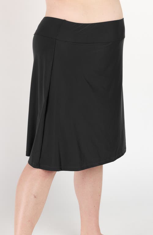 Calypsa Plus Size Knee Length Swim Skort With Bike Shorts In Black