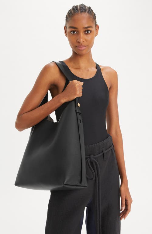 Tory Burch Romy Pebbled Leather Hobo Bag In Black