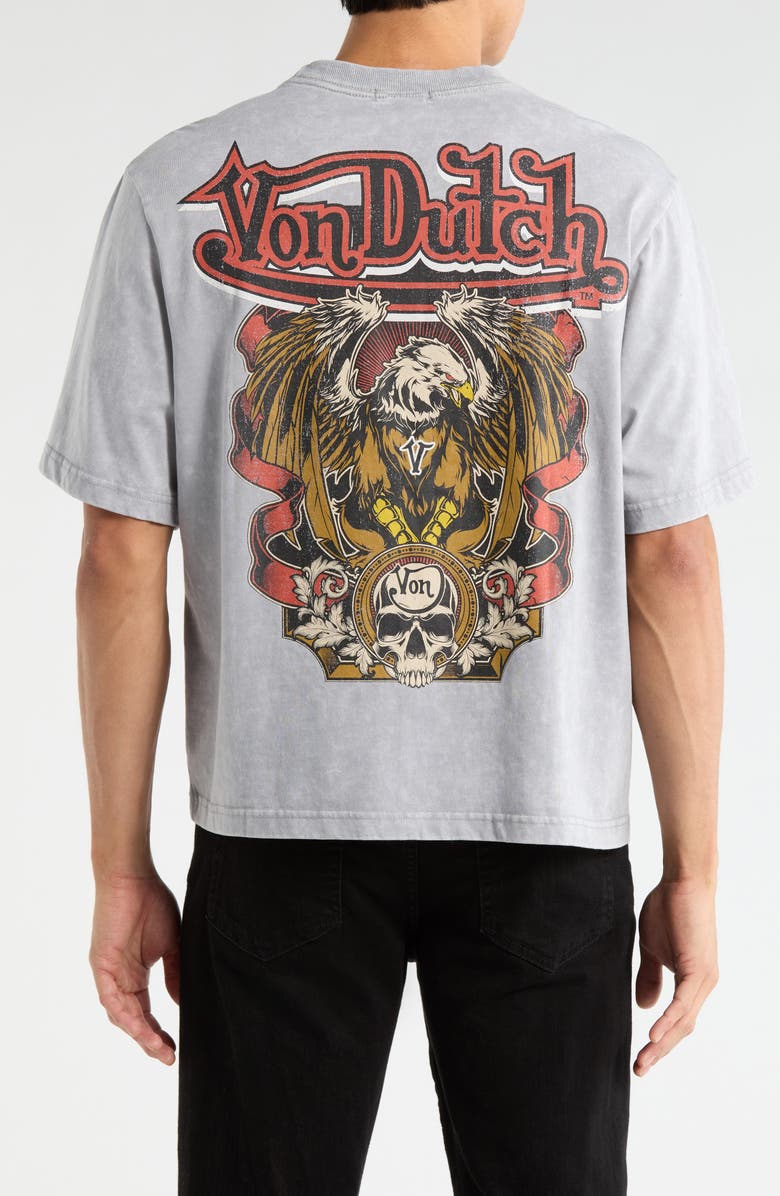 Von Dutch Logo Graphic T-Shirt, Alternate, color, Grey Mineral Wash
