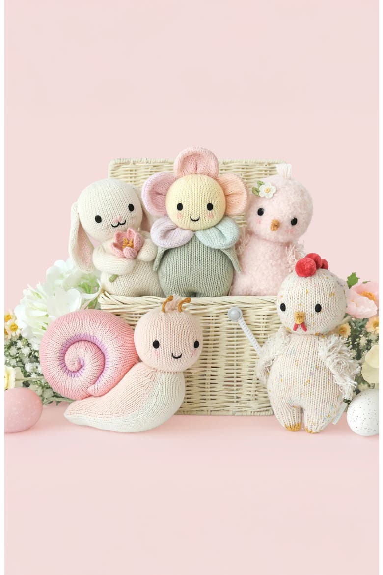 Baby Bunny with Flower Cotton Stuffed Animal, Alternate, color, BEIGE