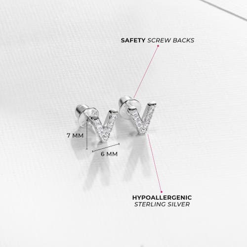 Shop In Season Jewelry Cubic Zirconia Letter Initial Earrings In Letter V