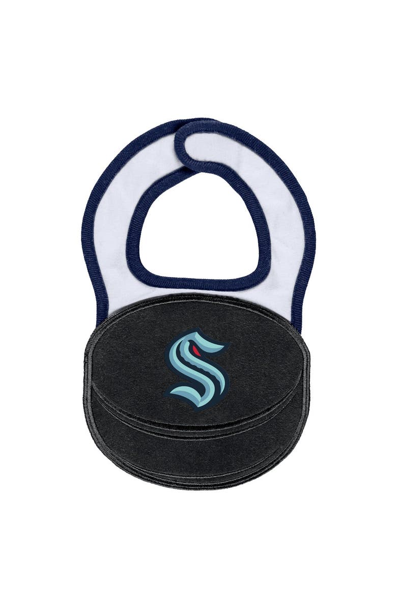 WEAR by Erin Andrews Newborn & Infant WEAR by Erin Andrews White Seattle Kraken Sleep & Play Full-Zip Footed Jumper with Bib, Alternate, color, Navy