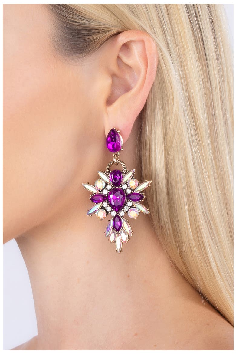 The Luxe Collection Agathe Statement Earrings, Alternate, color, PURPLE