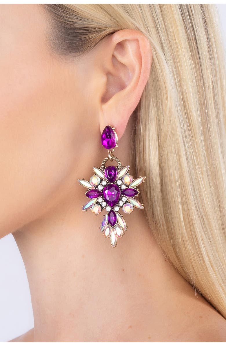 EYE CANDY LOS ANGELES The Luxe Collection Agathe Statement Earrings, Alternate, color, Purple
