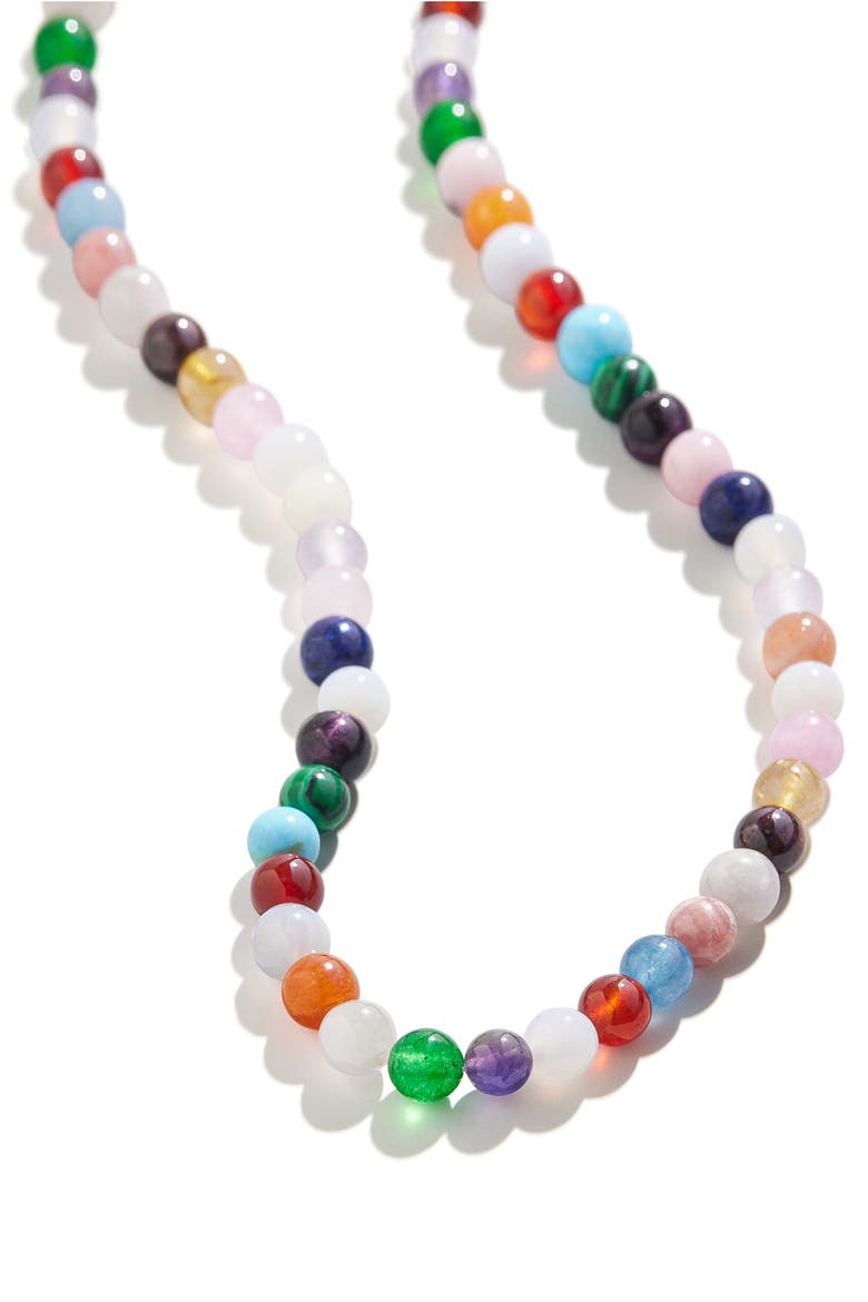 Semiprecious Stone Beaded Necklace, Alternate, color, WHITE MULTI