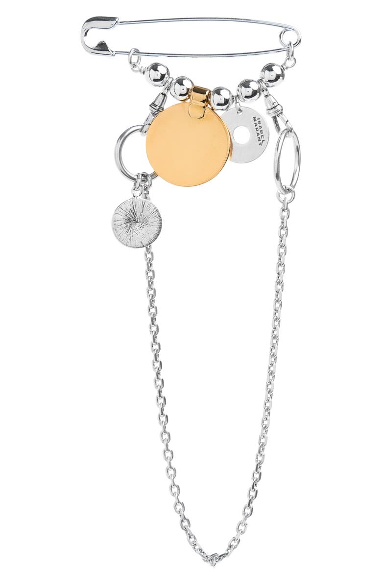 Isabel Marant Bonnie Charm & Draped Chain Brooch, Main, color, 