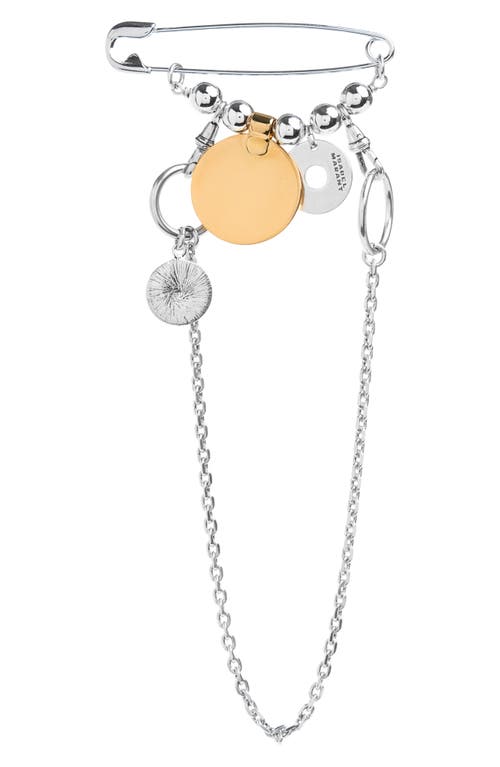 Isabel Marant Bonnie Charm & Draped Chain Brooch In Metallic