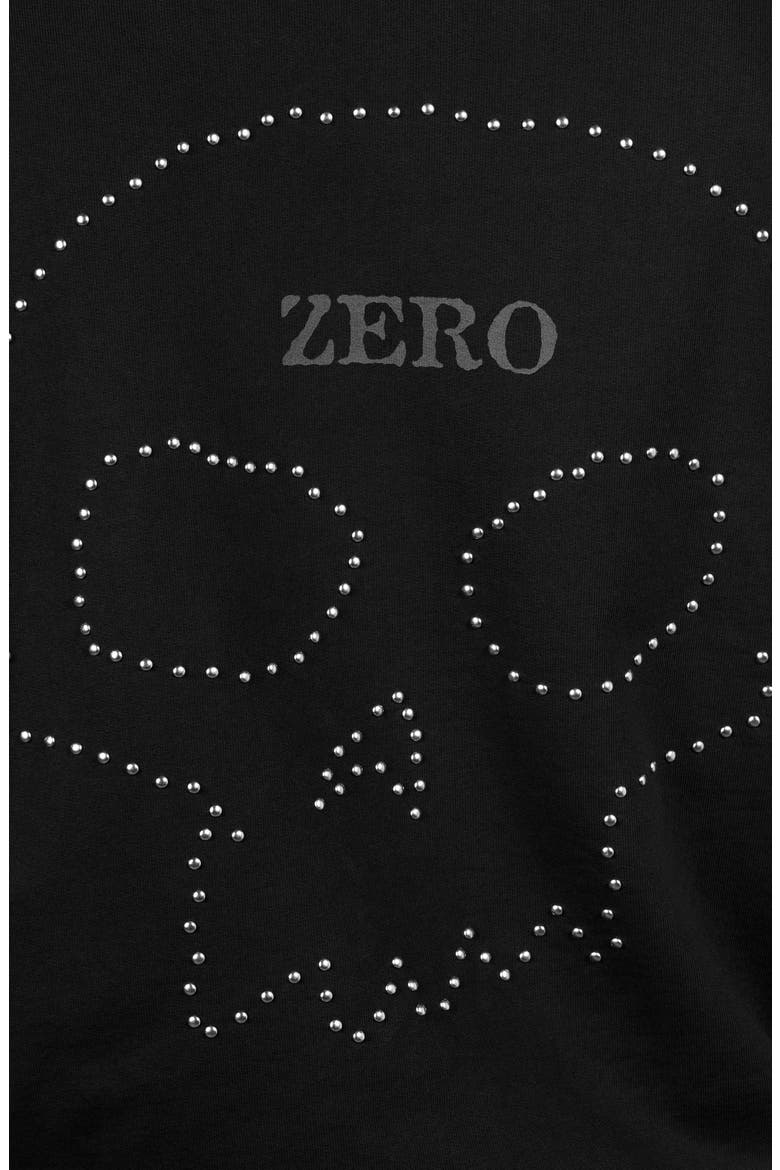 X Zero Skateboards Dane Studded Relaxed Fit Cotton Hoodie, Alternate, color, BLACK
