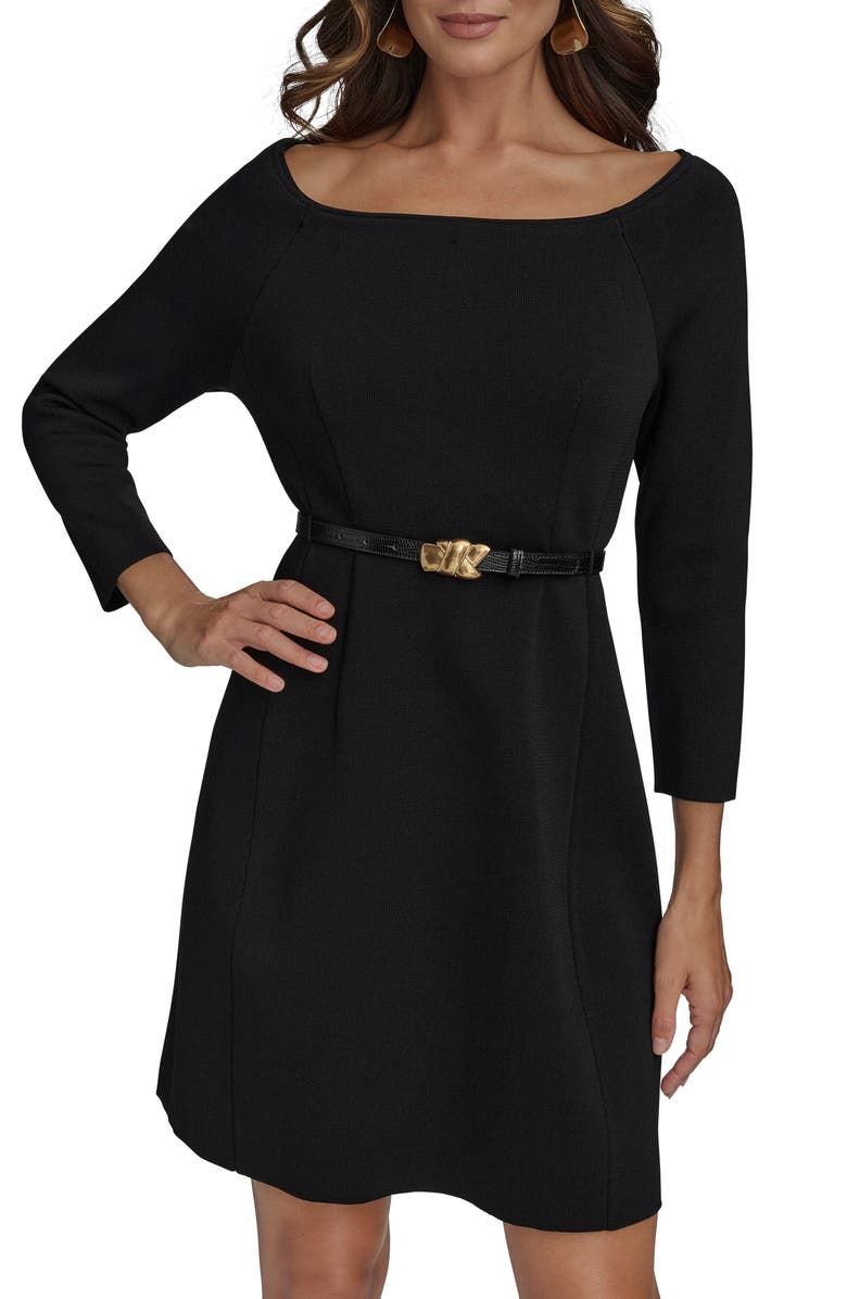 Donna Karan New York Back Zip Knit Top, Alternate, color, Black