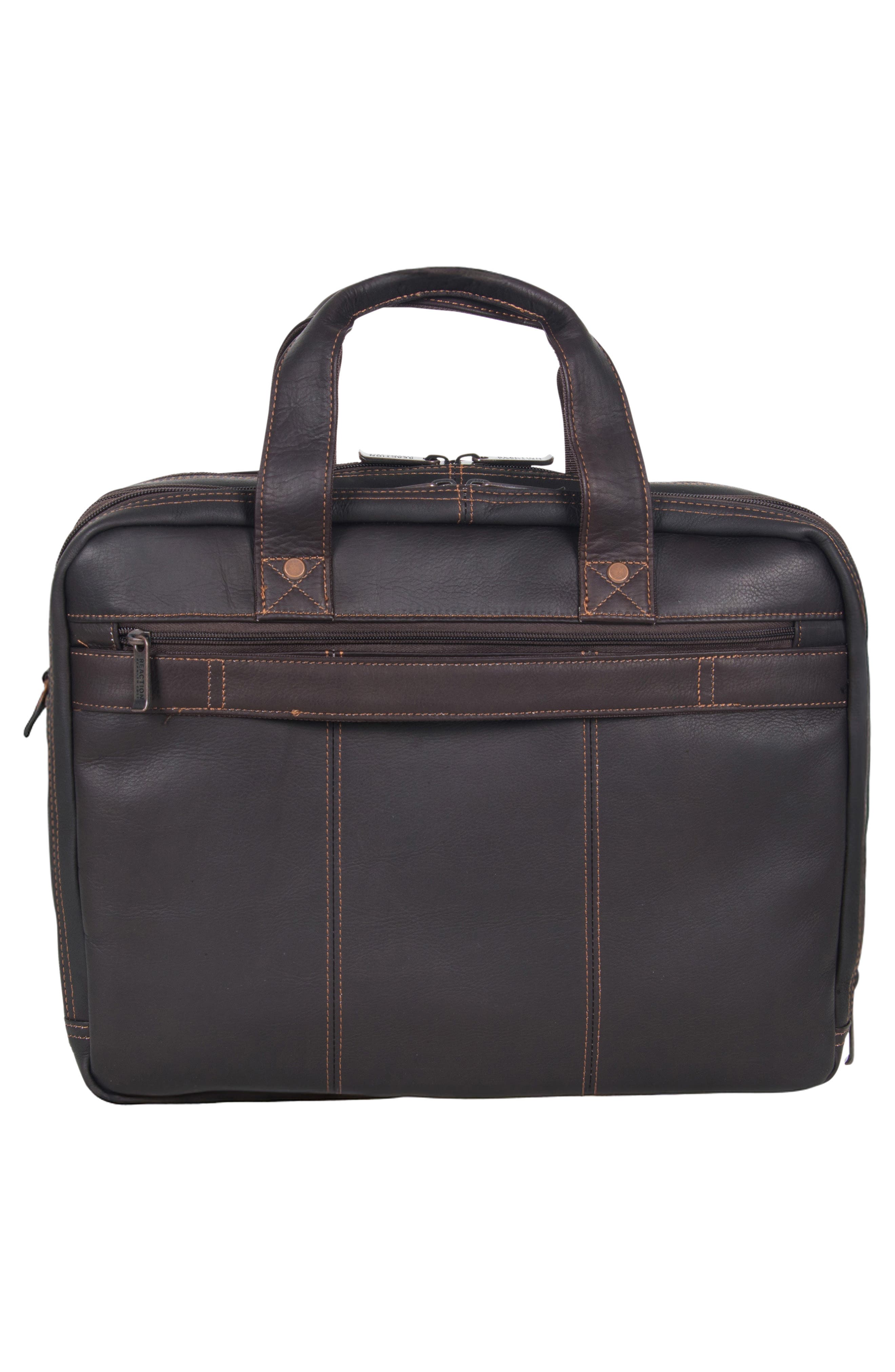 Leather Briefcase, Alternate, color, BROWN