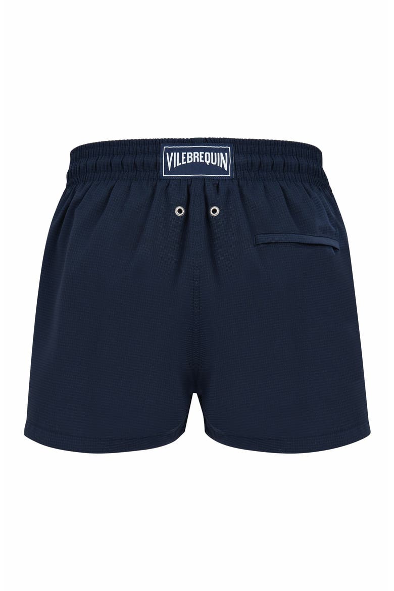 Men's Micro Carreaux Short Woolen Swim Trunks - Vilebrequin x The Woolmark Company, Alternate, color, BLEU MARINE