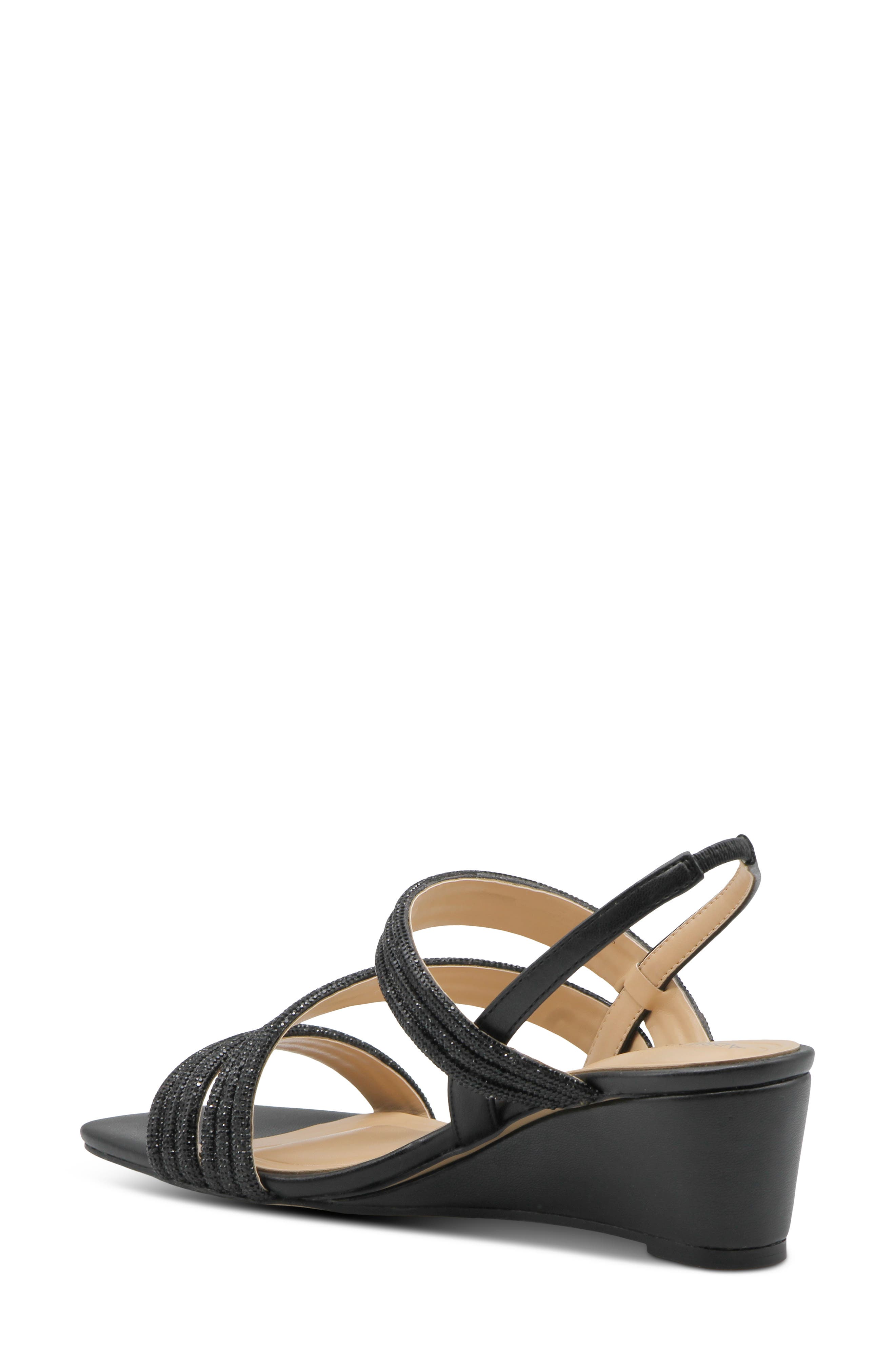 Adrienne Vittadini Alanis Embellished Wedge Sandal, Alternate, color, Black Shimmer