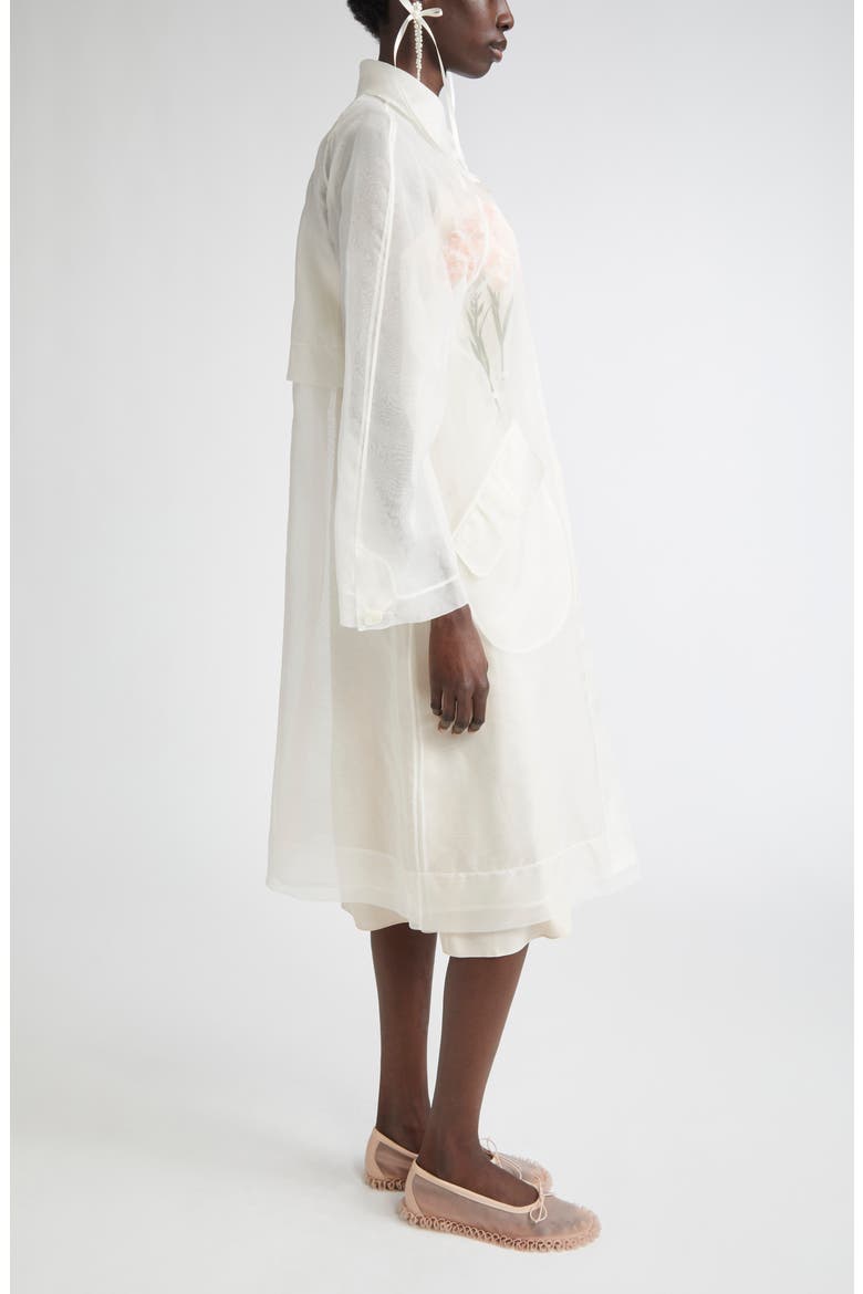 Stuffed Carnation Silk Organza Car Coat, Alternate, color, IVORY