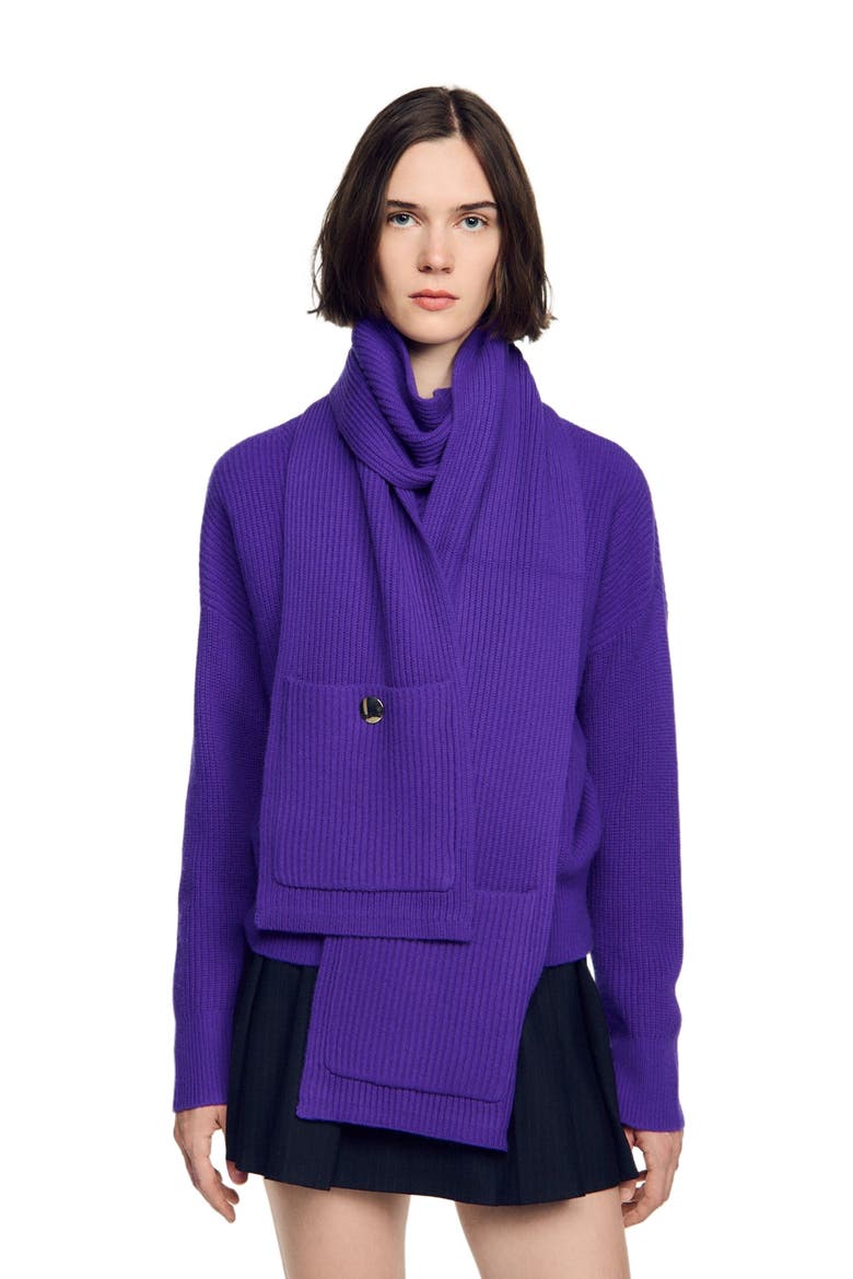 Wool And Cashmere Scarf, Main, color, Purple