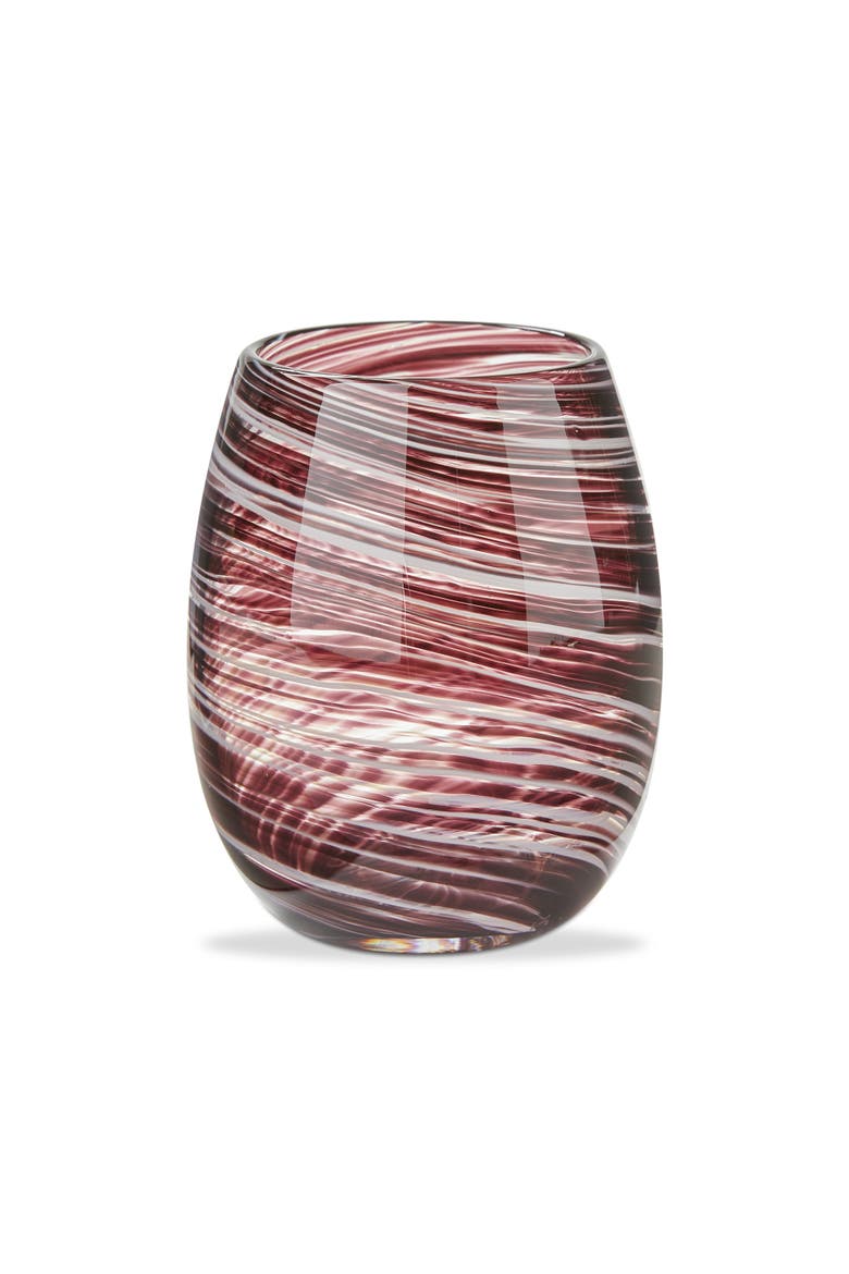 Plum Purple Swirl Stemless Wine Glass Dishwasher Safe, Main, color, Purple