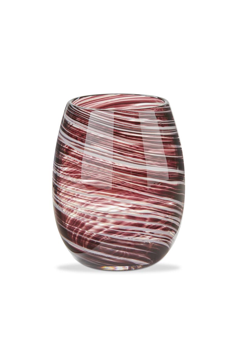 tag Plum Purple Swirl Stemless Wine Glass Dishwasher Safe, Main, color, Purple
