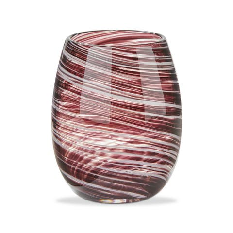 Plum Purple Swirl Stemless Wine Glass Dishwasher Safe