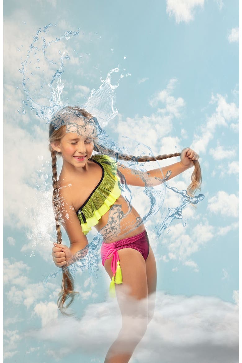 Sport Mesh Ruffle, Tassel Tie Two Piece Bikini, Toddler-Little Kid & Big Kid, Alternate, color, Green-Pink
