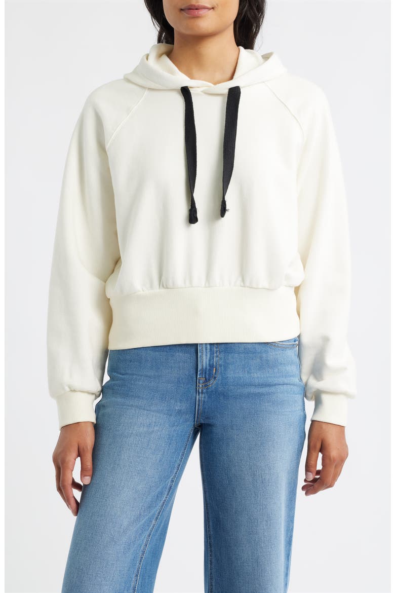 Crop Cotton Hoodie, Main, color, IVORY