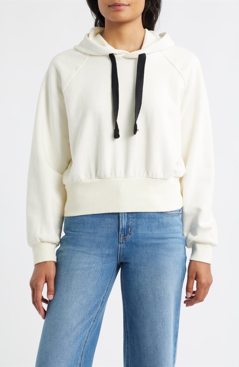 CITY BLUES Crop Cotton Hoodie, Main, color, Ivory