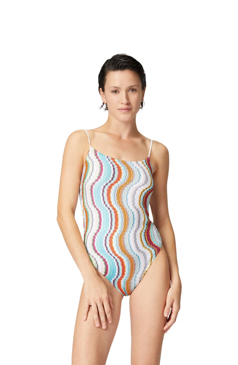 Missoni One-piece Swimsuit With Lamé Wave Pattern, Main, color, Multicoloured