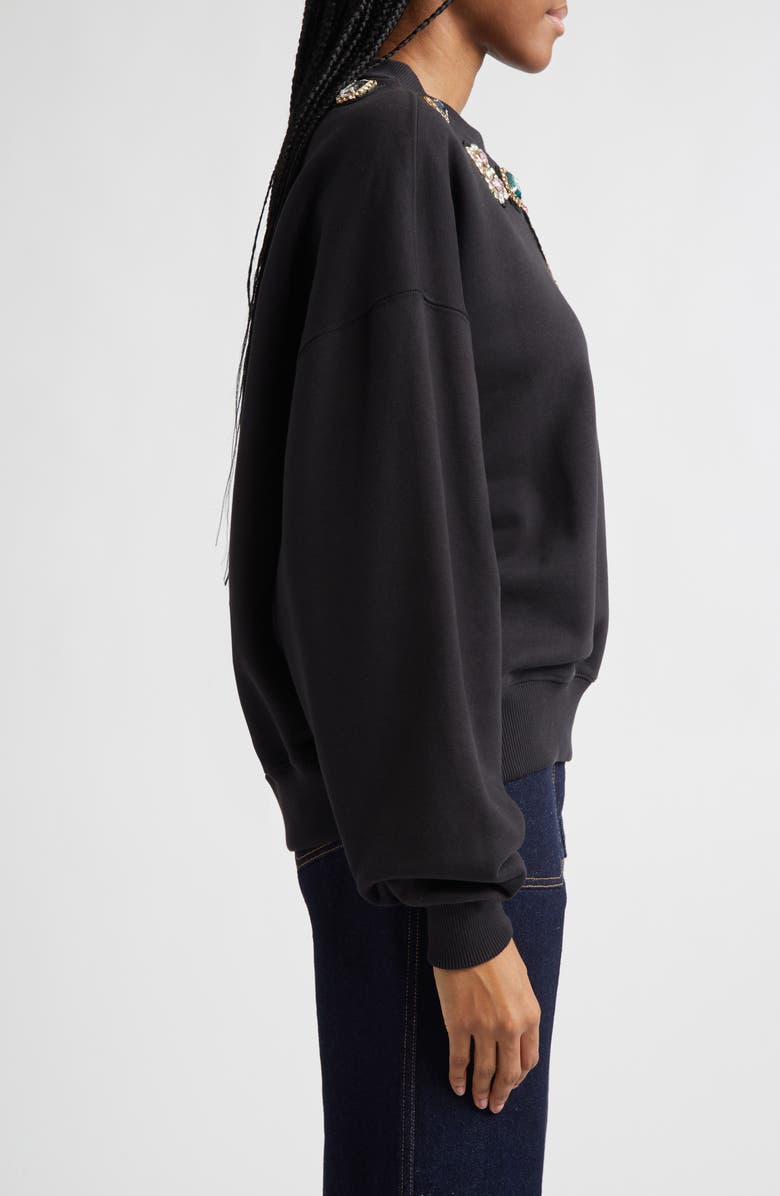 Cinq à Sept Baroque Patches Rhinestone Sweater, Alternate, color, Black Multi