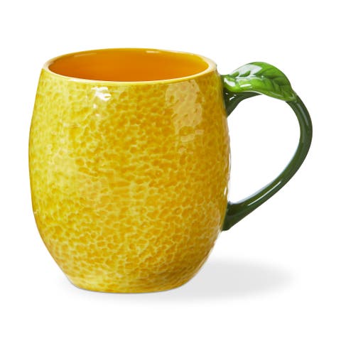 Lemon Sculpted Mug Yellow Multi Earthenware Summer