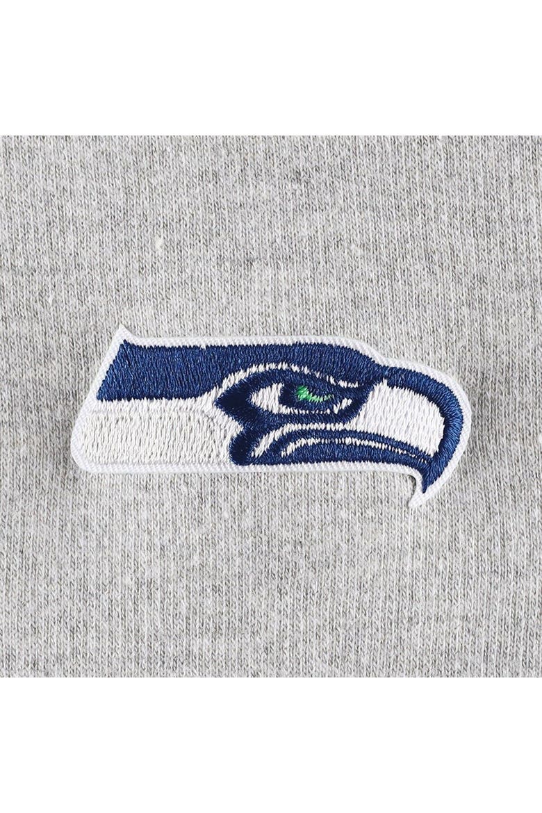 Women's Antigua Heathered Gray/Navy Seattle Seahawks Jackpot Raglan Half-Zip Pullover Hoodie, Alternate, color, Heather Gray