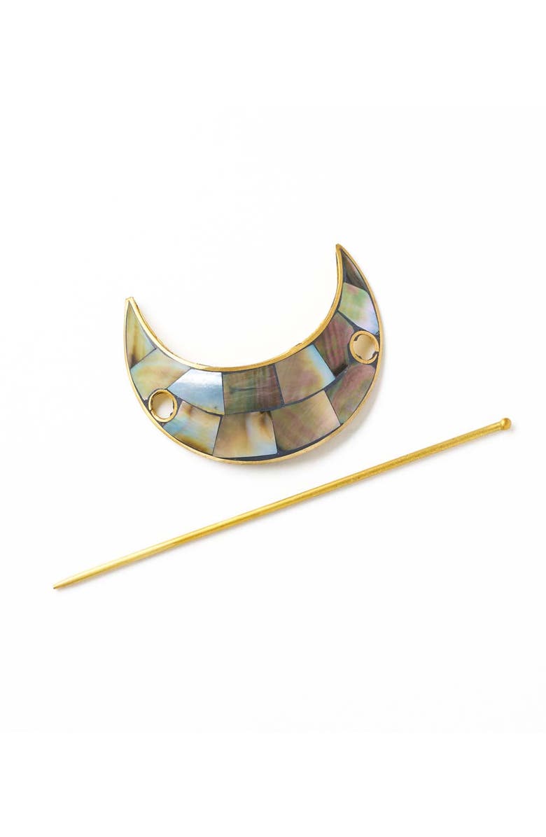 Matr Boomie Chandra Crescent Moon Hair Pin with Stick, Alternate, color, Mother Of Pearl