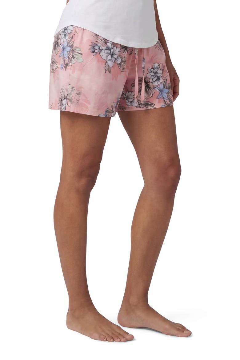 Leanne Womens Drawstring Short, Alternate, color, EXOTIC FLORAL CORAL