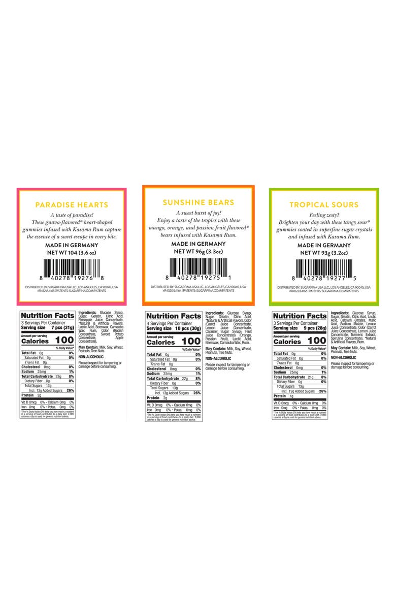 sugarfina Tropical Treats 3-Piece Bento Box, Alternate, color, 