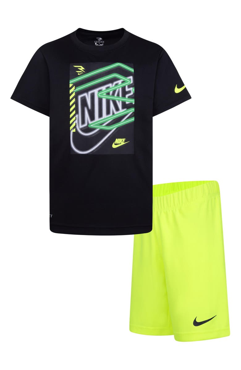 3 Brand Kids' Three x Three Dri-FIT Tee & Shorts Set, Main, color, Black
