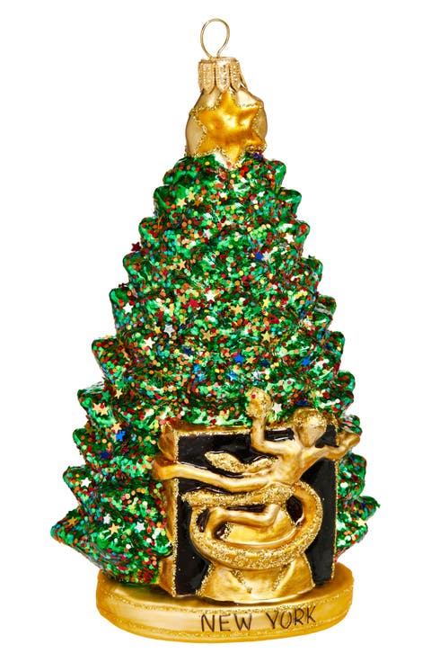 Rockefeller Christmas Tree Glass Ornament