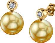 The Pearl Source Golden South Sea Pearl & Diamond Dakota Earrings