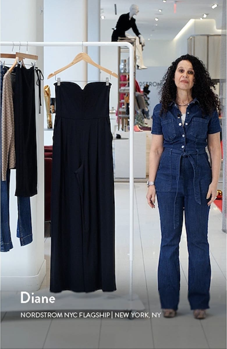 Strapless Sweetheart Neck Wide Leg Jumpsuit, sales video thumbnail