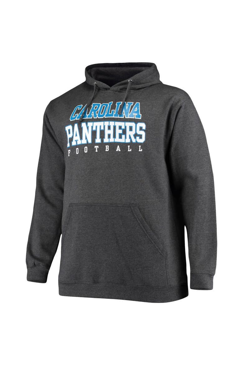 Men's Fanatics Branded Heathered Charcoal Carolina Panthers Big & Tall Practice Pullover Hoodie, Alternate, color, Heather Charcoal