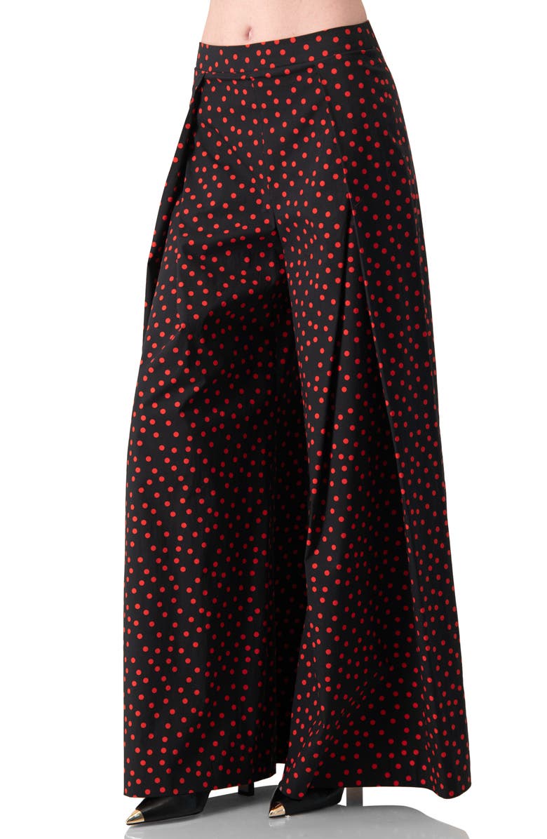 IVONNE Wide-Leg Polka Dot Pants, Alternate, color, Black