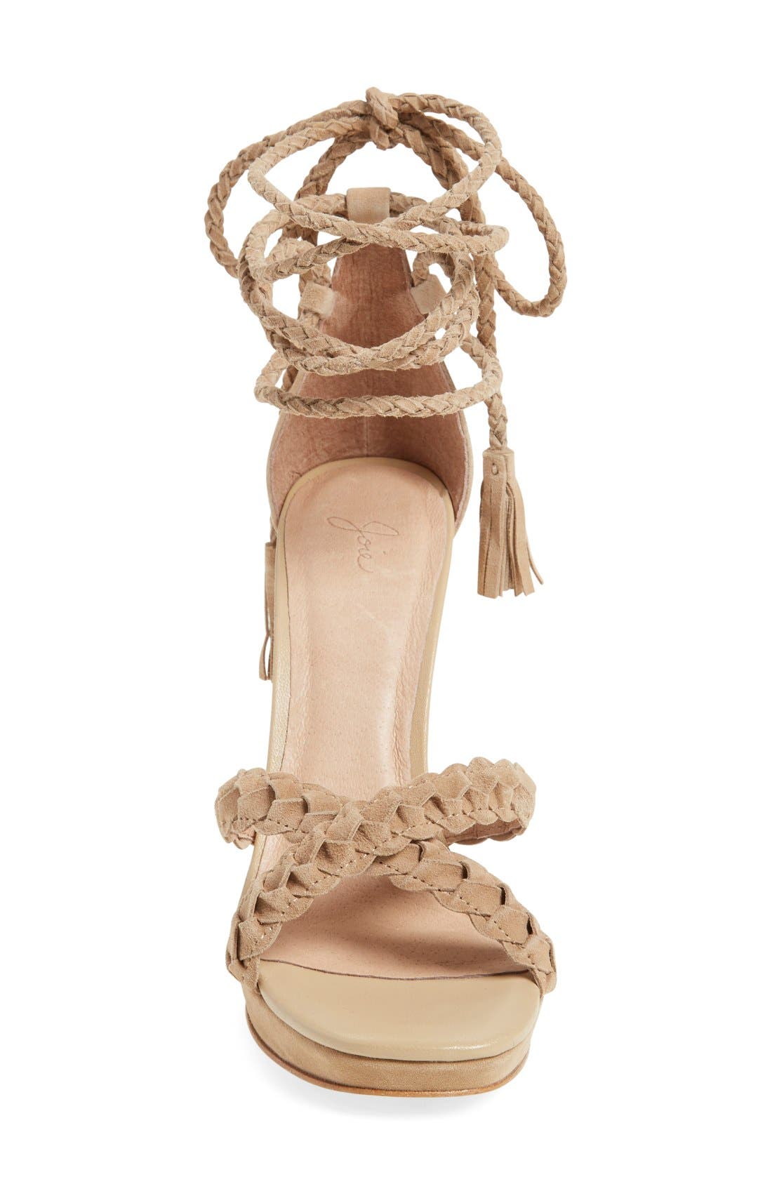 'Flo' Ankle Wrap Sandal, Alternate, color, BUFF