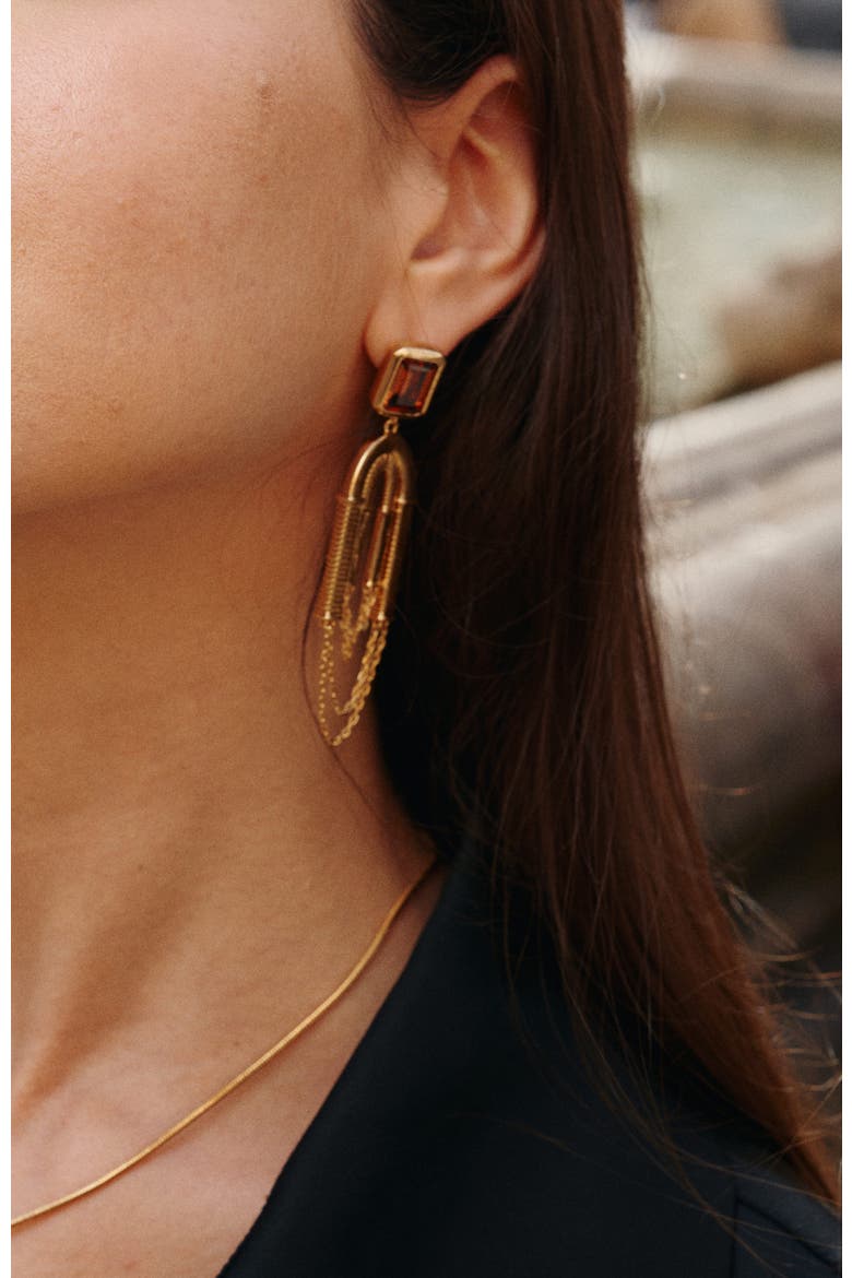 Olympieion Tassels Earrings, Alternate, color, Brown & Gold